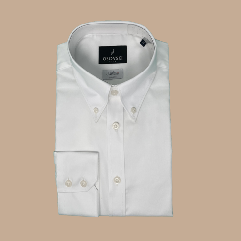 Koszula męska slim biała z kołnierzem button-down OSV2310
