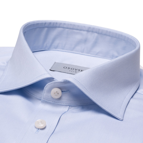 Błękitna koszula SLIM FIT z materiału Twill z kołnierzem HALF ITALIAN