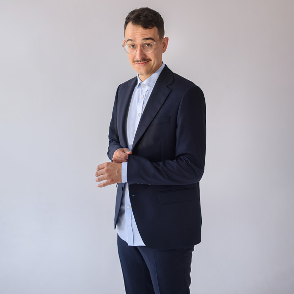 Błękitna koszula SLIM FIT z materiału Twill z kołnierzem HALF ITALIAN