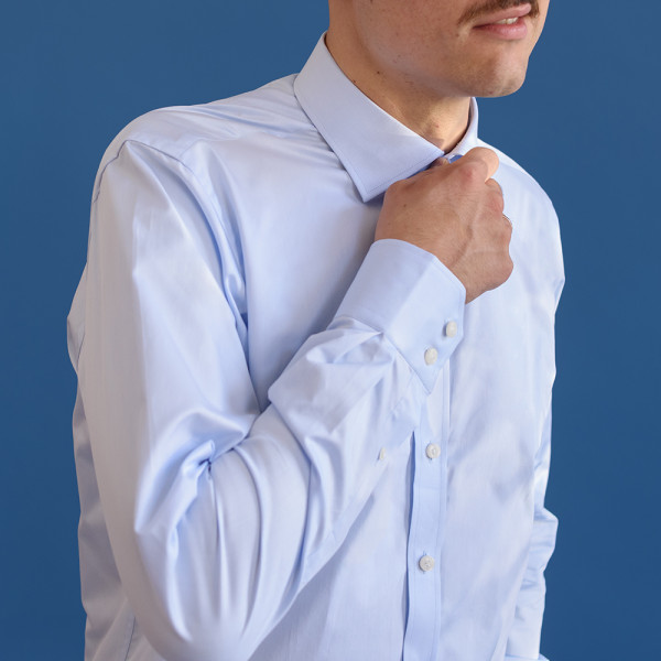 Błękitna koszula SLIM FIT z materiału Twill z kołnierzem HALF ITALIAN